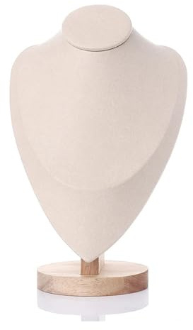 BFLCWSTD Smyckebyst 1 st trä skyltdocka byst halsband display stående porträtt modell hals hänge smycke förvaring ställning hållare fönster (beige, L)