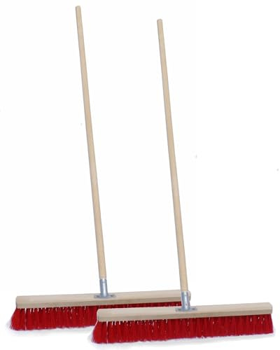 Kolor 2 STK. Straßenbesen Industriebesen Kehrbesen, wählbare Breiten Gartenbesen, Besen für Straßen, Draußen, Hof & Garten, PVC Borsten, Metall-Stielhalter verschraubt (70 cm mit 130 cm Stiel)