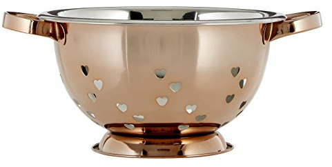 Premier Housewares Colander with Hearts Design, Rose Gold, 24 x 24 x 13 cm