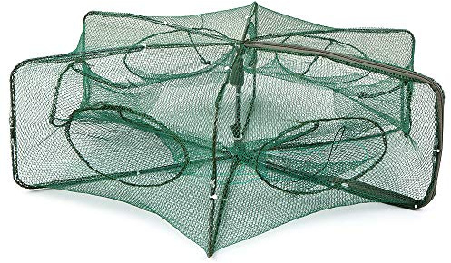 Lixada Red de Pesca Plegable Hexágono de 6 Hoyos Red Camarón Jaula Trampa Minnow Cangrejo Cebos Trampa Malla de la Red
