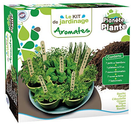 Planeta Planeta Planeta – 7 macetas biodegradables de bambú y Semillas para Plantar en Bandeja – 170032-7 variedades de Plantas – Kit de jardinería – 9 cm – De 4 años