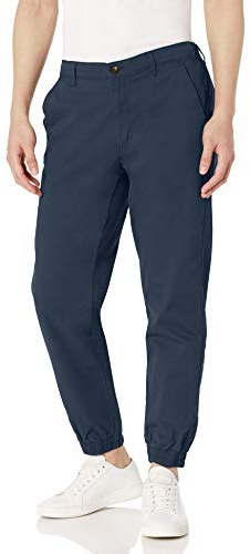 Amazon Essentials Herren Chino-Jogginghose Mit Geradem Schnitt, Marineblau, L
