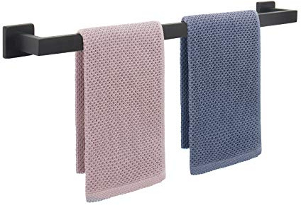 NearMoon Towel Bar, Bath Accessories Premium Thicken Stainless Steel Square Shower Towel Rack for Bathroom, Towel Holder Wall Mounted(1 Pack, Matte Black, 24 Inch)