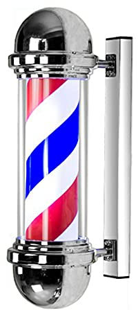 50 Cm / 19,7 Pulgadas Poste De Barbero Luz Giratoria Raya Impermeable Dos Interruptores LED Señal De Giro Suministros De Peluquería,Red White Blue