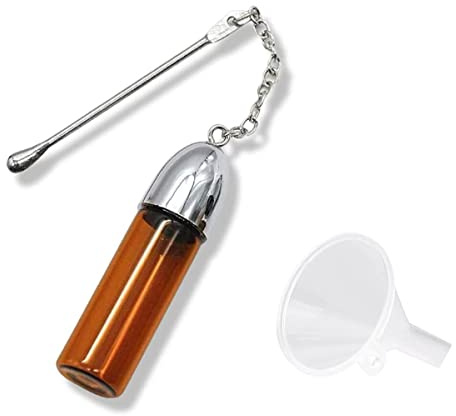 M&M Smartek Dosierer 57mm mit Löffel und Trichter, Braun | Kompakter Spender mit Deckel für unterwegs, zerlegbar und zum dosierten Portionieren von Schnupftabak zu Hause geeignet