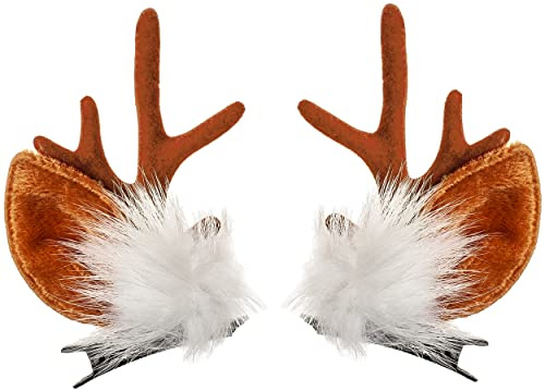 alles-meine.de GmbH 2 TLG. Set Haarspangen/Haarclips - Weihnachten - Elch Geweih & Ohren - für Kinder + Erwachsene - Weihnachtsschmuck - REH Hirsch Mädchen Schmuck Haarschmuc..