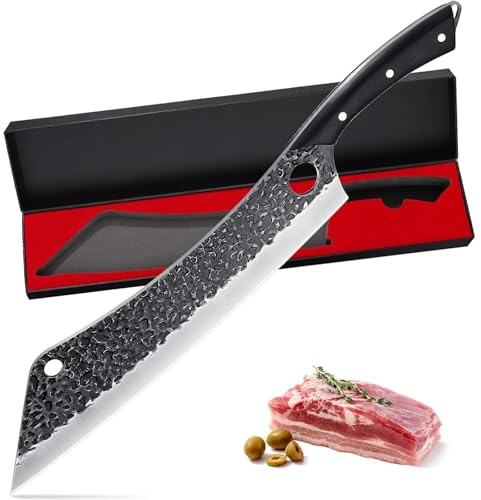 PURPLEBIRD 12 Inch Carving Knife Ultra Sharp Slicing Knife,Hand Forged Brisket Knives High Carbon Steel Meat Slicer, Long Kitchen Knives,Best for Slicing Roasts, Meats, Fruits and Vegetables