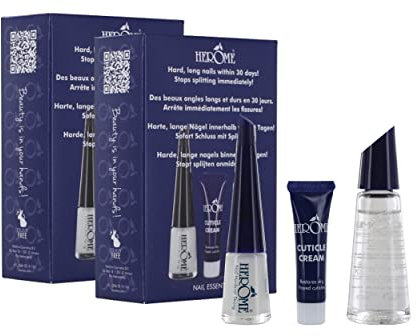 Herome 2-Pack 3-in-1 Maniküre Set für Nägel -1 set- Nagelhärter, Nagellackentferner und Nagelhautcreme - Gegen Spaltenden und Schwachen Nägel (Nail Essentials Set Blau)