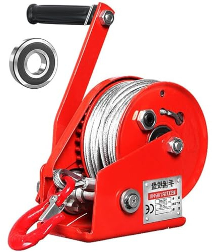 SXYKXYDL Boat Trailer Winch with 16Ft Steel Cable, 1200/1800/2600Lbs Heavy Duty Hand Winch, Two-Way Ratchet Manual Crank Strap Gear with Bearing for ATV Boat Trailer Marine (Color : 1200lbs)