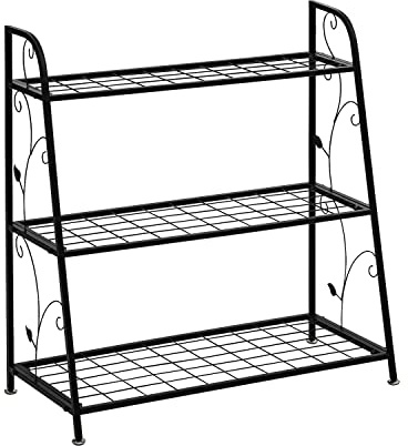 STILISTA Pflanzenregal aus Metall für Indoor und Outdoor, Blumentreppe, verschiedene Modelle, 3 Ablagefächer