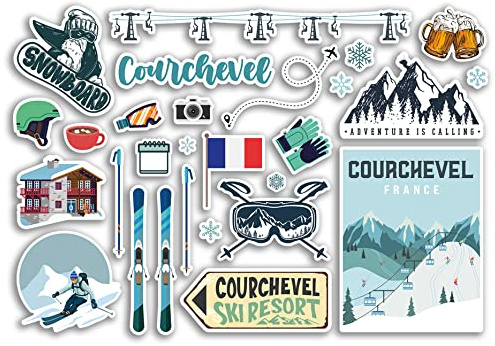 A5 Aufkleberbogen Courchevel Vinyl Aufkleber – Kanada Ski Resort Berge Snowboard Urlaub Flagge Reise Schnee Sport Gepäck Scrapbooking #79043