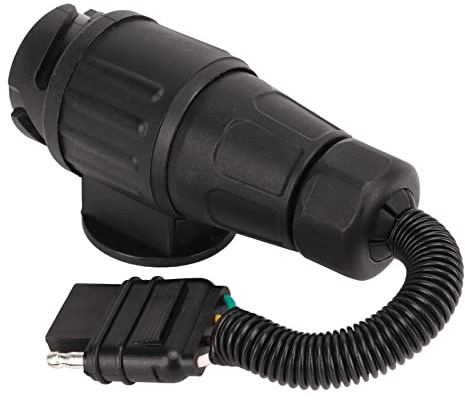Aramox Trailer Connector, Trailer Plug Adapter EU 13 Way Round to US 4 Way Flat Trailer Connector Converter Conversion Plug für RV