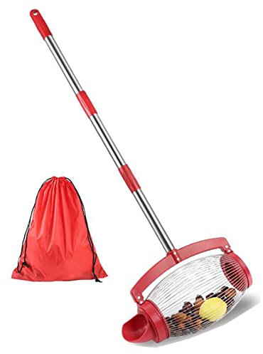 Yangers 57 Zoll Einstellbar Nusssammler Nusspflücker mit Dump Outlet, Nuss und Obstsammler Gardena Obst Erntemaschine Gartenwerkzeug Pick Up Nuss für Pecans Crab Kastanie Eicheln Kugeln Nüsse Golf