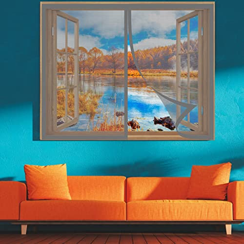 Insektenschutztür Fliegenschutz 70 x 145 cm Fenster Mückengitter Ohne Bohren Automatisches Schließen Fenster-Fliegengitter Für Alle Fenster Bis, Grau