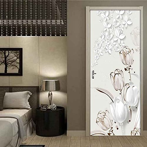 Door Stickers for Bedroomsabstract Pansy Office Bathroom Corridor Home Decor 3D Door Mural DIY Vinyl Waterproof Self Adhesive Wallpaper Poster Wall