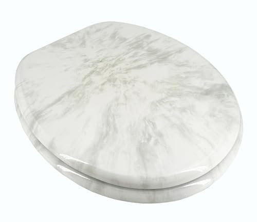 ADOB WC Sitz Klobrille Holzkern Farbe Marmor, extrem stabil, messing verchromte Scharniere, WC-Brille WC-Deckel, 85081