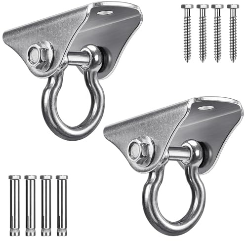 BeneLabel Holz-/Beton-Aufhänger, 2 Stück, Hängematten-Schaukel-Aufhängeschraube, 180° drehbar, Hardware-Set für drinnen und draußen, Spielplatz, Stuhl, Yoga, Seil, Boxsäcke, 725 kg