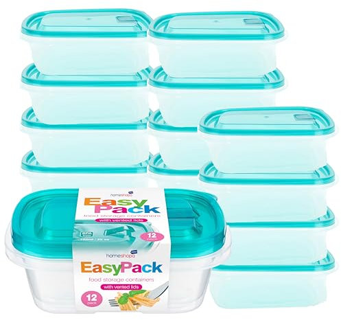 HOMESHOPA Plastic Food Storage Containers with Vented Lids, 12 Pack Leak Proof BPA Free Stackable Box, Microwave Freezer Dishwasher Safe, Reusable Airtight Meal Prep Lunch Boxes, 750ml/25oz