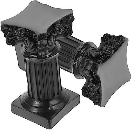 OUNONA 2pcs Vintage Roman Column Candle Holders Resin Pillar Statues for Home Decor Lightweight Candle Stick Holders for Romantic Atmosphere and -landscape Accents