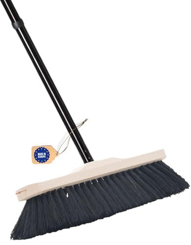 Novaliv Zimmerbesen mit Stiel stabil ECHTES ROSSHAAR Besen weiche Borsten Schrankbesen 4 TLG Steckstiel Gemischter Rosshaarbesen Besen für Laminat und Parkett Rosshaarbesen Naturborsten Stubenbesen