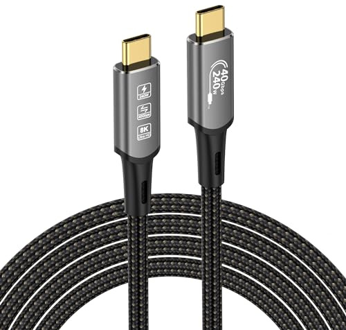 CABLEDECONN USB4 Thunderbolt 4 Verlängerungskabel 240 W 8 K USB C 1 m Kabel M/M Schnellladung 40 GB Datenübertragungskabel Ultra HD 8 K @ 60 Hz 4 K @ 144 Hz Videokabel kompatibel mit MacBook M1 M2 M3