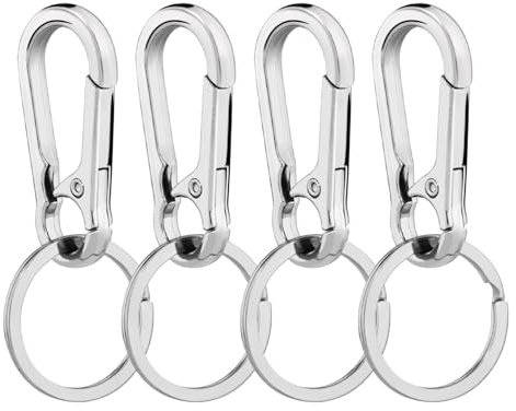 Sugeru 4PCS Metall Schlüsselanhänger - Zinklegierung-Anti-Rust | schlüsselanhänger karabiner karabinerhaken | Keychain | Schlüsselring | schlüsselbund Organizer - Multifunktion (4PCS - Silber)