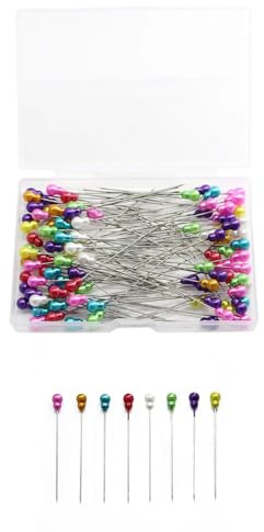 Bunte Stecknadeln mit Kopf,100 PCS 56mm Nähnadeln für Stoff Stainless Steel Sewing Pins Dekorative Gerade Stecknadeln mit Box für Blumensträuße Stoffe Nähen Schneidern Näharbeiten