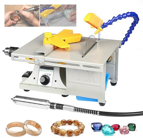 MáQuina Pulidora De Rocas Para JoyeríA Con Torno De Banco Ajustable De Velocidad, Pulidora Y Cortadora De Jade, Para Rectificado, Corte Y PerforacióN, Con Eje Flexible/Mango/Tubo De Agua Universal