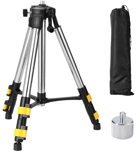Hengrongshen Trépied laser professionnel, 50-120 cm, hauteur réglable, filetage extérieur 5/8-11 et adaptateur fileté 1/4-20, avec étui pour trépied laser