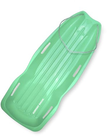 Slippery Racer Downhill Xtreme Flexible Adults and Kids Plastic Toboggan Snow Sled for up to 2 Riders with Pull Rope and Handles (Green, 1 Pack)