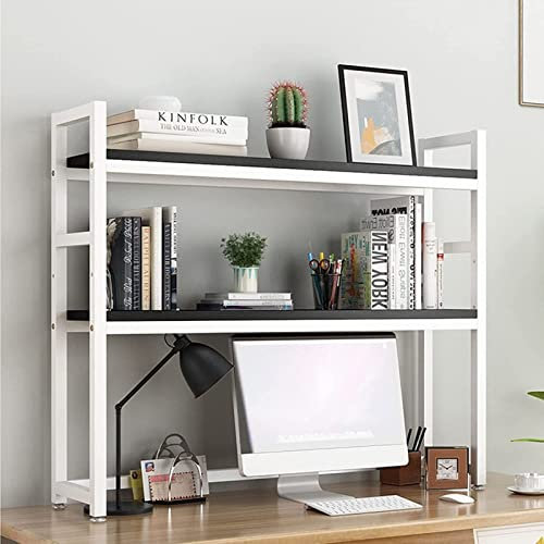 2 Capas Estantería Pequeña De Sobremesa - Estantería De Escritorio Extensible, Estante De Organización De Estantería De Escritorio, Librería Multifuncional De Sobremesa Para Ordenador(H,135x24x90cm)