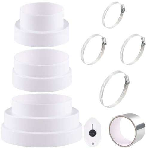 Raccord de réduction universel Ø80-150mm Réducteur de 80-100 mm 100-120mm | 120-140-150mm Avec colliers de serrage en acier inoxydable Bande en aluminium ABS Pour système de ventilation