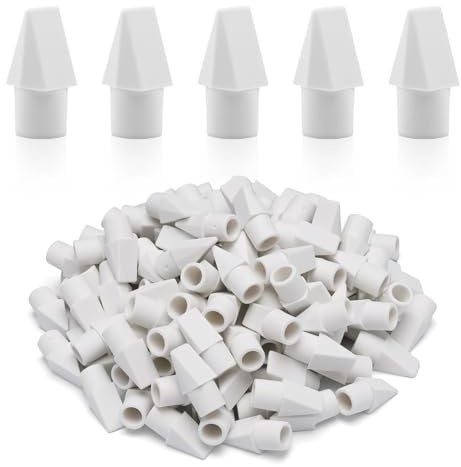 SIKAO Gomme pour Crayon, Lot de 125 Gommes Embout Blanches, Gomme Crayon pour Enfant, Couleur Blanche Propre et Neutre, Fournitures Scolaires pour École, Classe et Examens