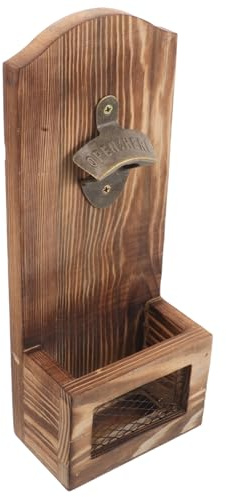 VERDANVERSE Apribottiglie in Legno Da Muro Raccoglitore Tappi Estrattore Tappi Per Bottiglie Per Bar e Ristoranti Design Vintage