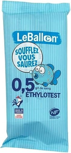Bivora Ethylotest jetable LeBallon CONTRALCO - Test Alcoolémie Voiture 0,5 g/l sans Chrome et à Usage Unique, Rapide et Efficace [ Ethylotest homologué NF ] (x50)