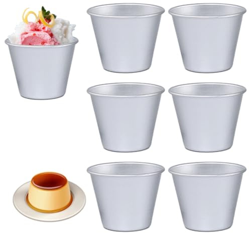 GCDN 6-pack puddingformar, mini puddingfat aluminium muffinsplåt dariole former, nonstick mini bakformar ägg tårta muffinsform kök gör-det-själv matlagning bakredskap (storlek: 6 st)