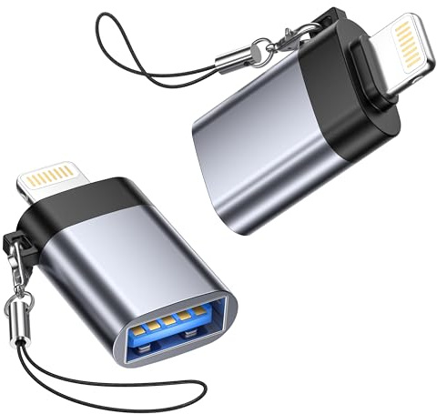 Lightning to USB Adapter for iPhone 14 13 12 11 Pro Max/iPad, Lightning Male to USB Female iPhone OTG Adapter Dongle Cable Supports USB Flash Drive, Mouse, Keyboard, Hub, Camera, Card Reader-2Pack