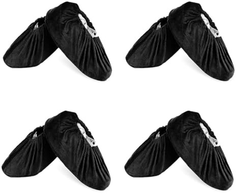 GNALIA Surchaussures Lavable 4 Paires Couvre-Chaussures Réutilisables Imperméables Antidérapantes Taille 37-45 Noir Pour Maison