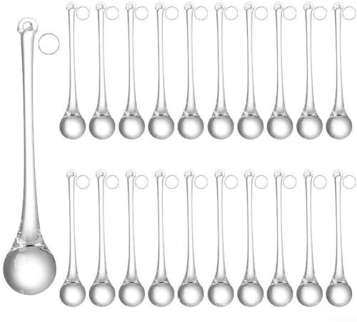Set di ornamenti fatti a mano in vetro a forma di goccia per albero di Natale, design a goccia trasparente per migliorare l'atmosfera delle vacanze (20 x 100 mm)