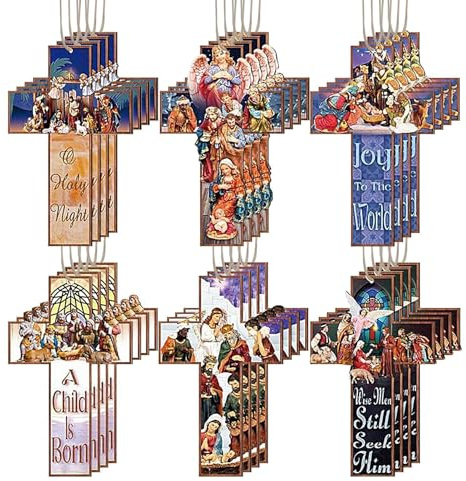 Bohany Decoración de Navidad | 24 piezas Belén colgante para árbol | Accesorios rústicos para el hogar para interior exterior Chimenea ventana jardín dormitorio