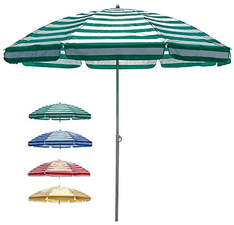 QYYZTQY Striped Patio Parasol 2.5m/8.2ft Outdoor Market Umbrella with Fringe, Ideal for Beach/Pool/Garden and Restaurant B