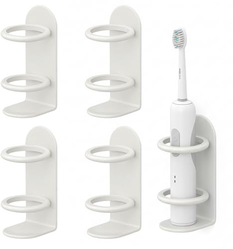 4 Stück Zahnbürstenhalter Elektrische Zahnbürste, Zahnbürsten Halter, Halterung Elektrische Zahnbürste, Zahnbürstenhalter Saugnapf, Wandhalterung Elektrische Zahnbürste, Weiß