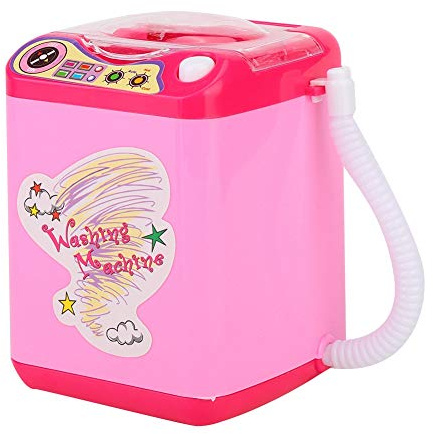 TIKATARER Toy Washing Machine, Mini Simulation Washing Machine Electric Makeup Brush Cleaner Electric Make Up Brush Makeup Sponge Cleaner (Pinkish)