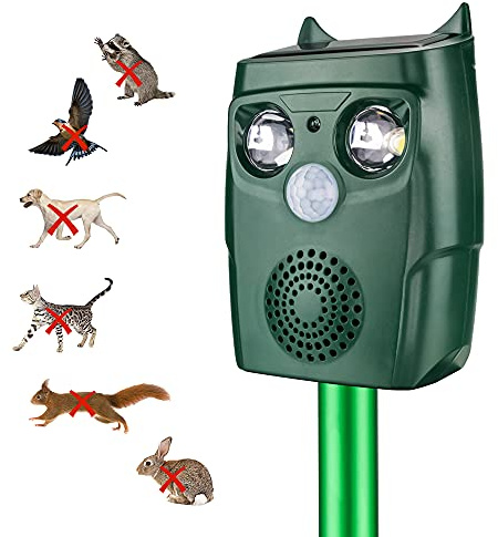 Solarbetriebenes Katzenschreck für Garten, Katzenschreck Ultraschall Solar wasserdichte, Tiervertreiber Katzenabwehr für Katzen, Hunde, Vögel, Mäuse, Hund Draussen, USB und Solarladung