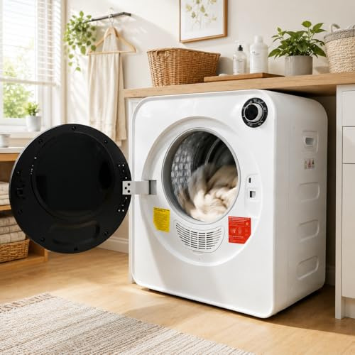 ECLIVON Secadora de Evacuación 4 kg con 4 Programas, Carga Frontal Secadora de Ropa 830 W, Montable en la Pared Secadora de Ropa con Tambor Inox, para Piso, Casa, Mobil Home, 59,5x49,5x41,5 cm, Blanco