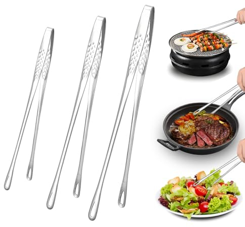 lrgnixs 3 stycken matlagningspincetter, kökstång av rostfritt stål, grilltänger rostfritt stål för grillning, professionell kökstång, baktång, tång kök, grilltång för kockar, grill, desserter och