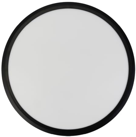 ENOVALITE LED Panel rund 50cm Schwarz, 42W 4200lm, 3000K-6500K | Deckenlampe flach Slim Design, Fernbedienung, dimmbar, Nachtlichtmodus, Timer 15/30 min, für Flur, Küche und Bad