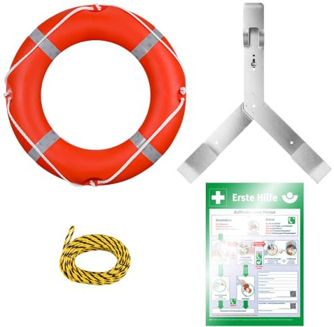 TMS PRO SHOP Rettungsring-Set 4-teilig, mit Wandhalter, Befestigung und Rettungsleine, Art.-Nr. 611997