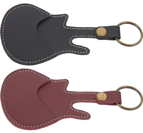 NUSITOU Bolsa Porta Púas de Guitarra Portátil de Cuero para 2 Piezas | Organizador Creativo, Fácil de Abrir y Cerrar, para Guitarras y Ukeleles, Compacto para Músicos