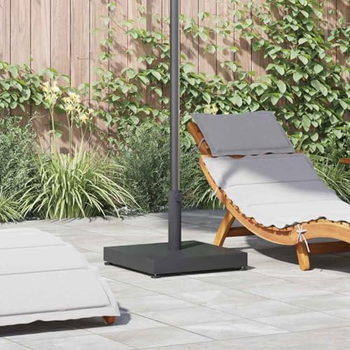 Pied de parasol carré 45 x 45 x 31,5 cm en acier gris foncé pour un soutien solide de grands parasols, stable et résistant aux intempéries pour une utilisation en extérieur estival, facile à